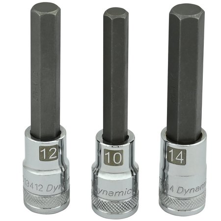 Dynamic Tools 1/2" Drive 7 Piece, Metric Long, Hex Socket Set, 6mm - 19mm D018015